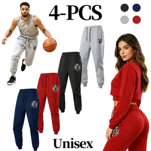 unisex wolf graphic jogger pants polyester slight stretch regular fit athletic sweatpants four colors casual sports trousers with size chart for men women