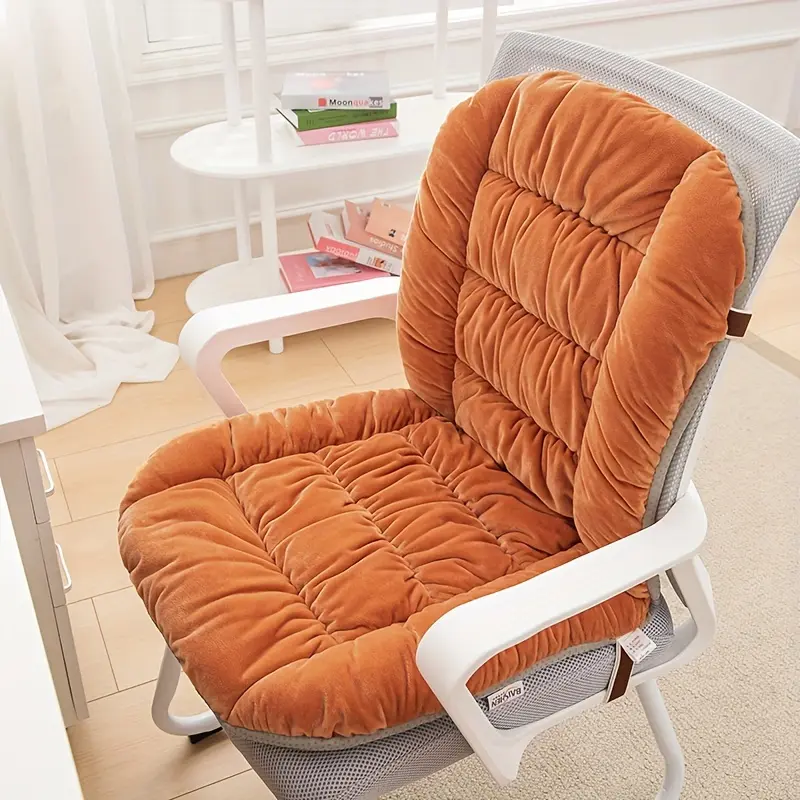 Glam Look Thick Office Chair Cushion with Lumbar Support Backrest, Hand-Woven Polyester Cover, Synthetic Fiber Filling, >>500 G/㎡ per sq ft, Multipurpose Home Office Decor, No Power Needed, Christmas Gift Option