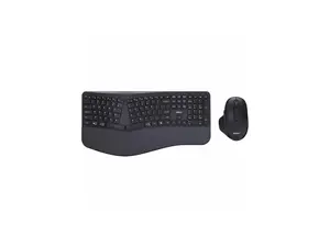 Adesso WKB-7500CB Wireless Ergonomic Keyboard and Mouse Combo with Copilot AI Hotkey Scissor Switch Keys Split Keyframe Design Adjustable DPI Optical Mouse for Windows Mac PC Laptop Black
