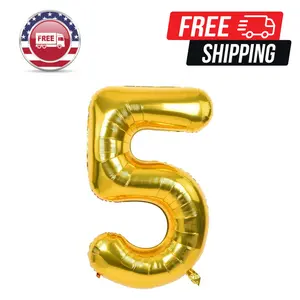 40 Inch Gold Large Numbers 0-9,Number 5 Digital Helium Balloons