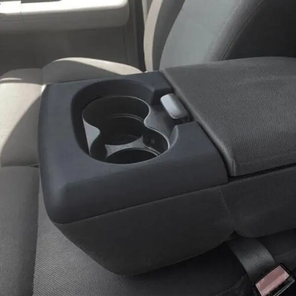 G-PLUS Upgraded ABS Plastic Car Cup Holder Armrest Cover Pad - Durable Auto Accessory, Easy Clean, Factory Mount, Console Fit, Cleaner Cup Space for Ford F150 F-150 2004-2014 Center Console (Dark Gray, Beige) Car Organizers