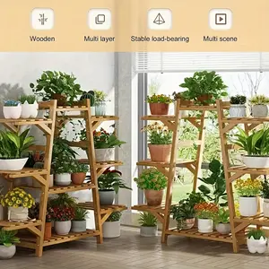 1pc Modern Balcony Flower Rack - Caddies with Multi-Layer Storage, Indoor Succulent Climbing, Plant Planter, Floor Stand, Space-Saving Design for Living Room Organization