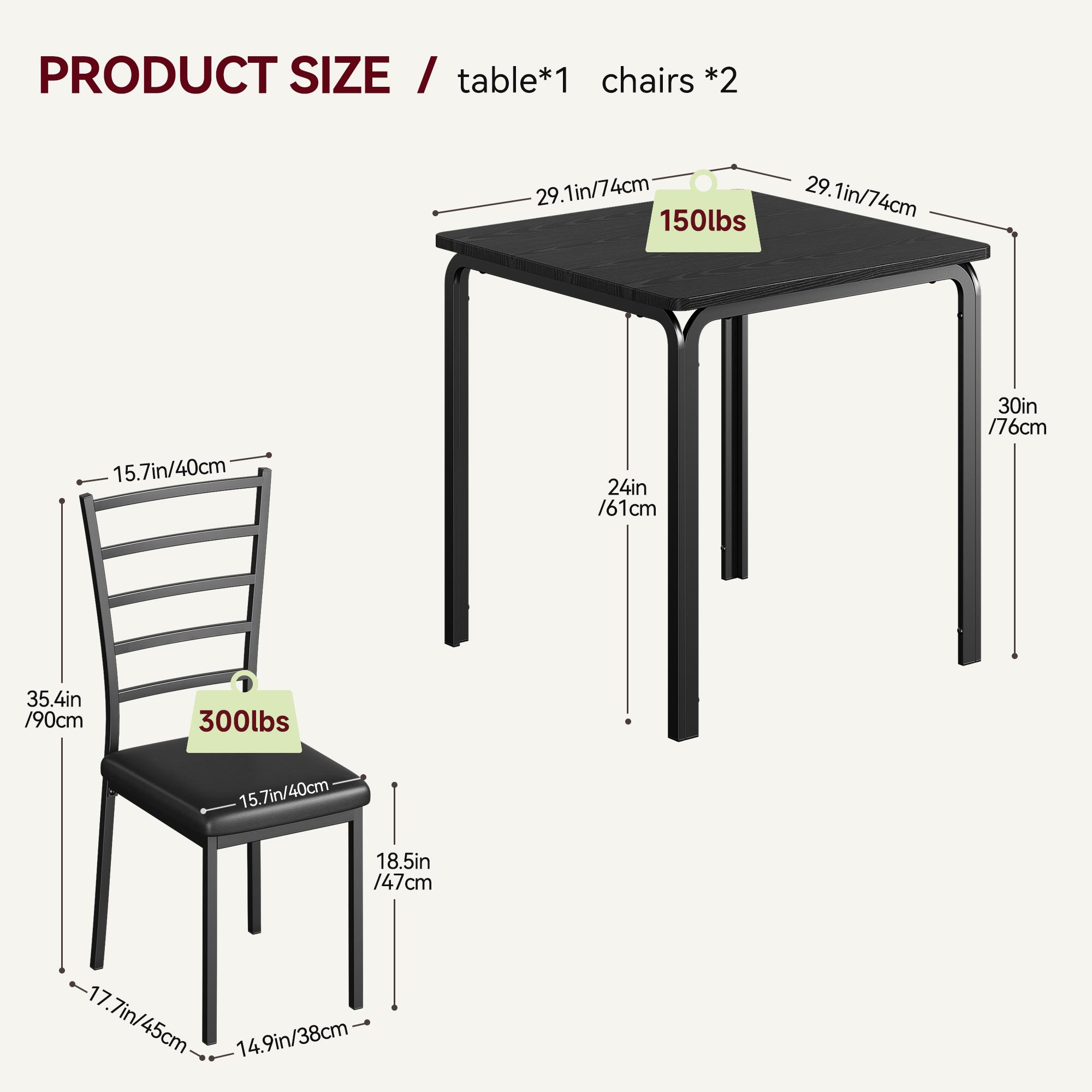Space-Saving 3-Piece Bar Table Dining Set for 2, Modern Rectangular Table with Upholstered Seats & Footrest, Compact Furniture for Kitchen, Dining Room & Small Spaces Space-Saving 3-Piece Bar Table Dining Set for 2, Modern Rectangular Table with Upholstered Seats & Footrest, Compact Furniture for Kitchen, Dining Room & Small Spaces