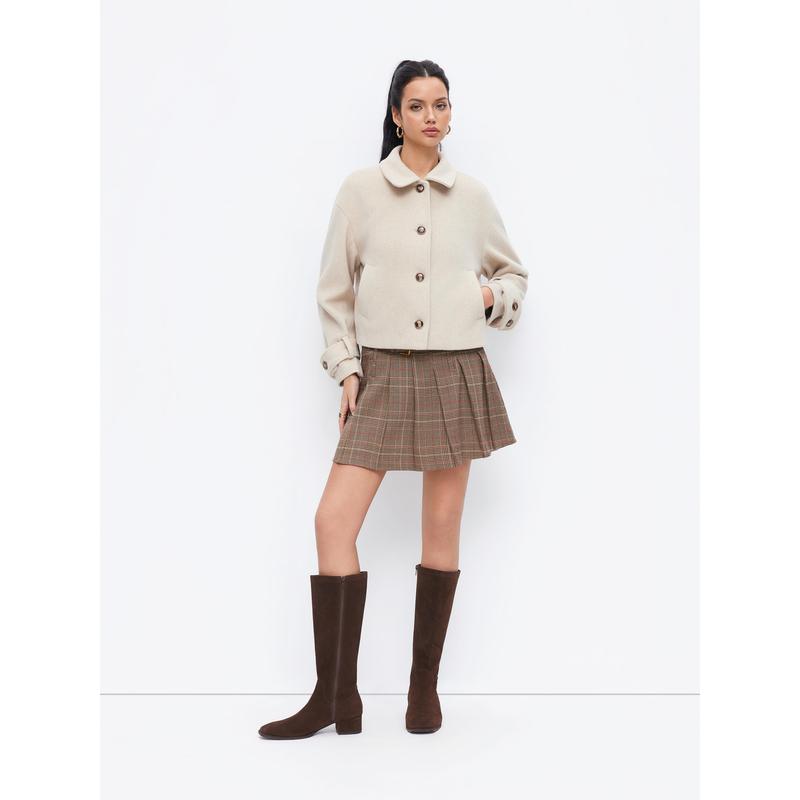 Cider Wool-look Peter Pan Collar Long Sleeve Jacket