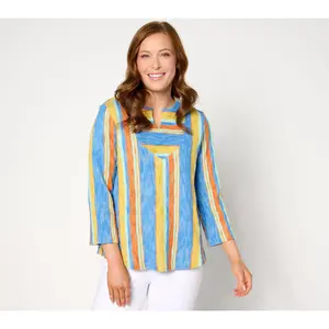 LOGO by Lori Goldstein Beach to Street Striped Pullover