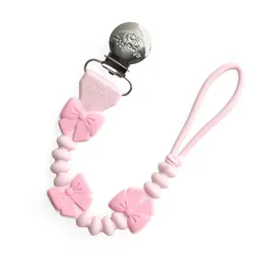 Sweetie Strap Plus - Soft Silicone & Metal Pacifier Clip with Adorable Bear Design for Easy Pacifier Retention