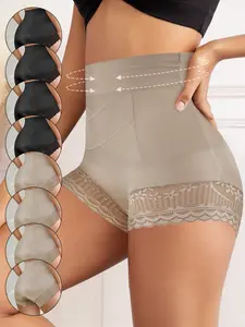 QUASTI 8 Pack Women's Tummy Control Shapewear Underwear with Lace Edge,  High Waisted Panties, Seamless Full Coverage Stretch Briefs of Womenswear,Breathable Comfortable Soft Ladies Undergarment--Perfect for Postpartum,Shaping Support & Daily Wear