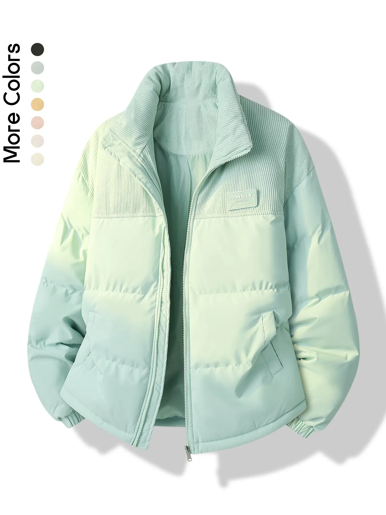 Women's Y2K Vintage Corduroy Patchwork Puffer Jacket Aesthetic Loose Winter Warm Bubble Coat