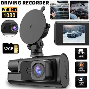 2 Channel Car DVR, HD 1080P Dash Cam with 32GB Card, Car DVR with Dual Camera, Front & Rear Recording, Car Video Surveillance, Car Driving Recorder