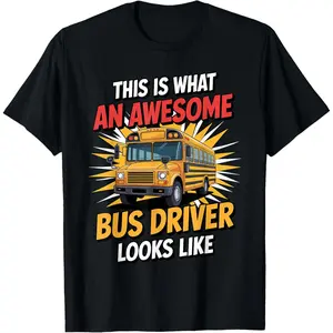 100%cotton Funny Bus Driver Costume for Men Women Kids Bus Driver T-Shirt