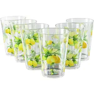 Reston Lloyd 95419 6pc Acrylic Drinkware Set 8oz Fresh Lemons