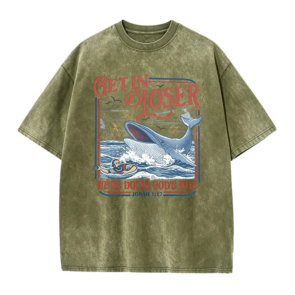 Get In Loser We're Doing God's Will Funny Christian Shirt, Jonah And The Whale Bible Verse Tee, Faith Based Gift, Religious Humor Top