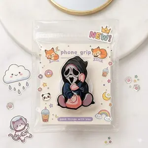 Cute Horror Mom Phone Grip Holder, Masked Killer Baby Phone Stand, Spooky Halloween Phone Accessory for Women Girls
