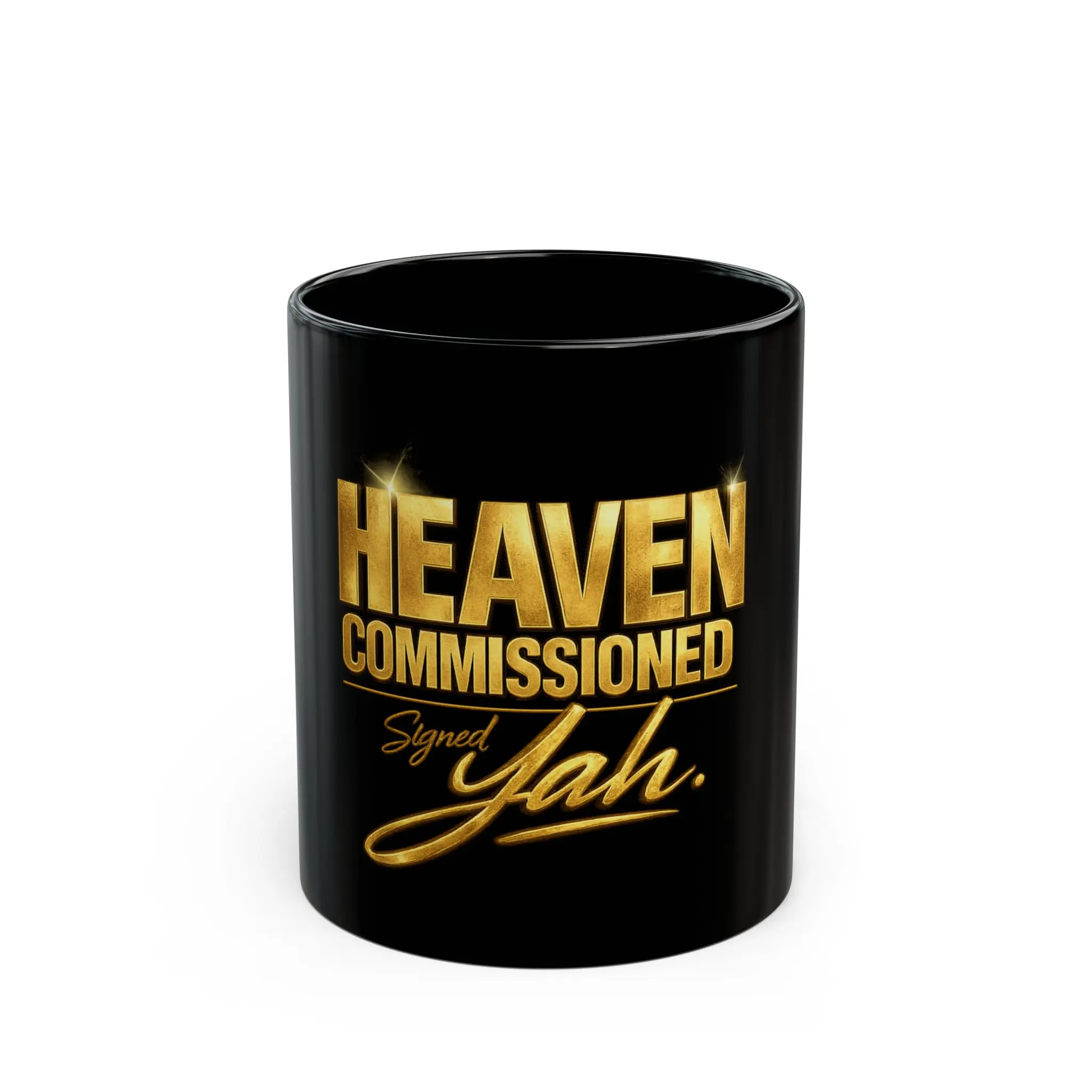 Heaven Commissioned Signed Yah Mug | Black Ceramic Coffee Cup Mug | Religious