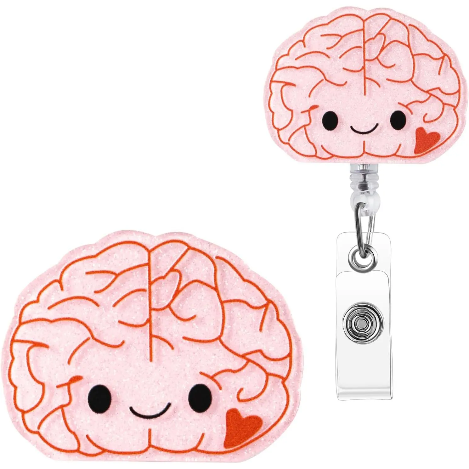 Brain Badge Reel, Funny Badge Holder, Cute Nurse Name Tag with Retractable Clip,  Worker ID Card Holders, Pediatric  Accessories for Nurse  Student Teacher Office