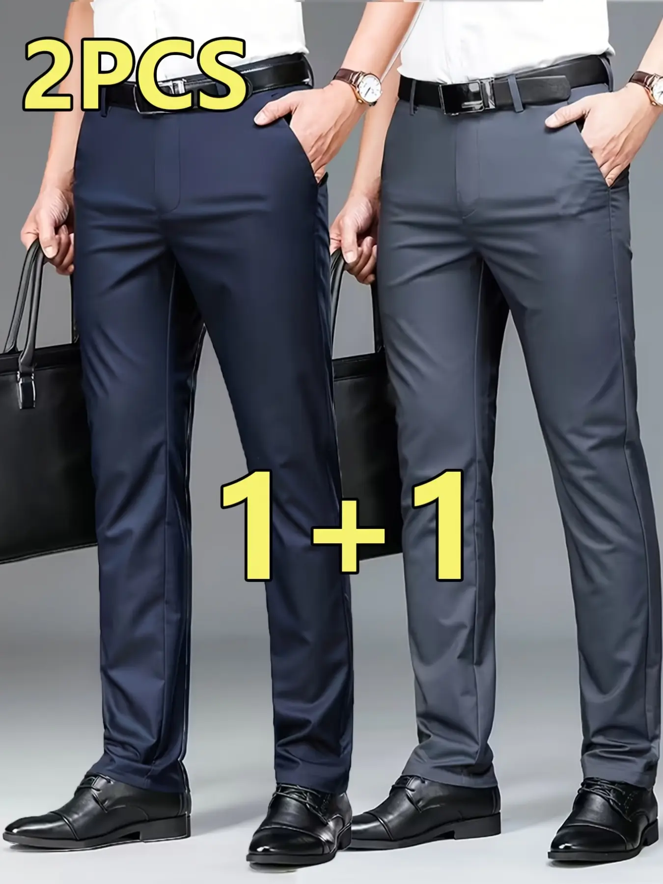 Men's High-End Business Suit Pants, Business Trousers, Stretch Elastic Wrinkle-Resistant Fabric, Slim Fit, Breathable, All Seasons, Formal & Casual Trouser Menswear Breathable Elastic Bottoms