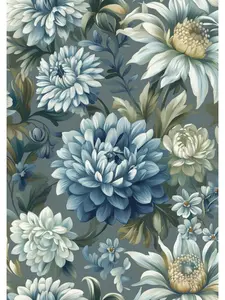 A1 Decoupage Fiber - Mystic Blue Florals - 1 sheet, 23.4"x33.1"