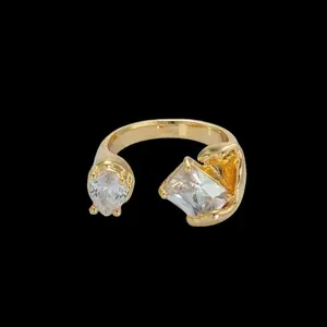 Tyla Ring - 24k Brass Gold Filled Clear CZ Baguette