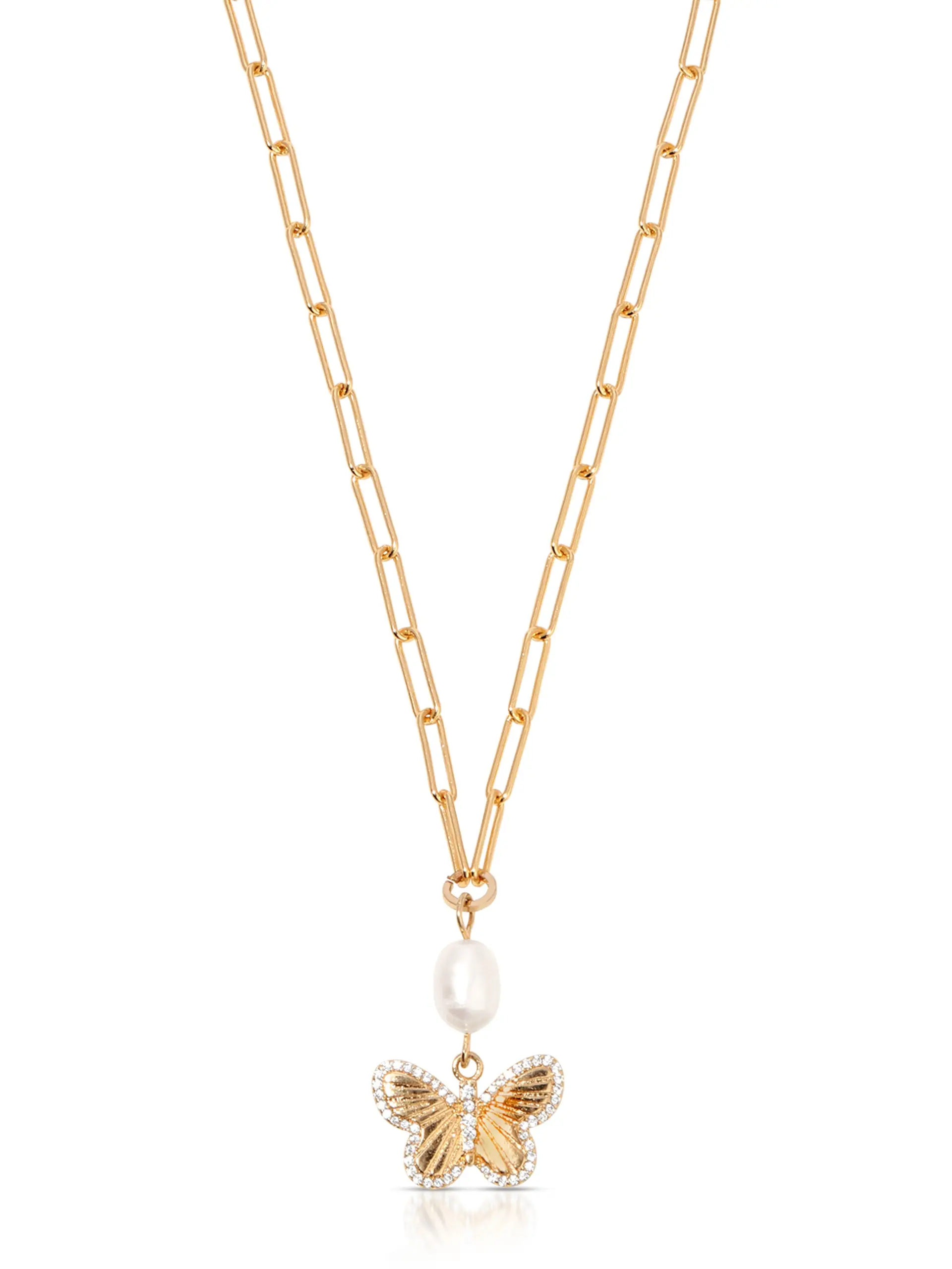 Butterfly Pearl Chain Necklace
