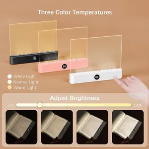 Rechargeable reading light, LED flat panel light, Dimmable Desk Lights, three-color dimming and timer function, 1200mAh large battery, full-page book illumination, suitable for studying, reading, and nighttime lighting