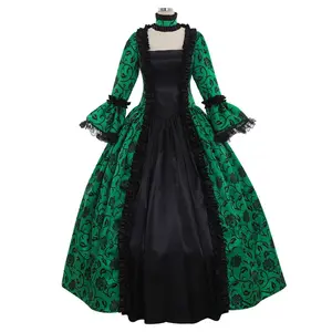 Medieval Gothic Victorian Palace Dress Elegant Vintage Renaissance Lolita Bell Sleeve Gown For Women Green Dress