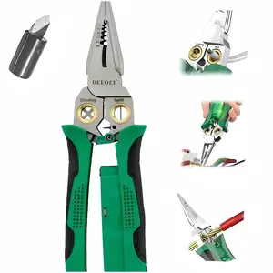 DEEOEE 8 in 1 Wire Stripper Twister for Cutting and Pulling Wires, Cable Scissors,Voltage Tester Pliers, 12V to 250V Live,Null,Hot Wire Judgment AC DC, Audible and Flashing LED Alarms, Repair Tools.