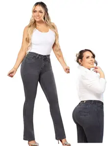 JEANS Colombiano REF AMALIA DIANA MARIA SARA  with 360 BOTA CAMPANA  Durazno Belt Push Up Effect in Dark and Gray Tones