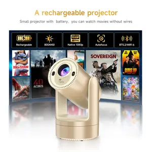 HUANLETOU  With batteries Rechargeable Mini Android Outdoor projector, 800ANSI native 1080P resolution, auto focus and auto trapezoidal correction, 200-inch screen WiFi6 bt5.2 multi-functional UHD outdoor entertainment projector.