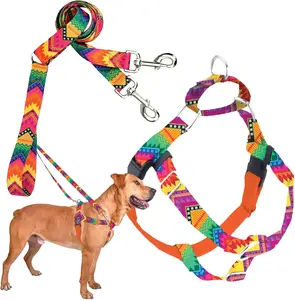 2 Hounds Design - Freedom No-Pull Harness & Training Leash in Multi-Color| Dual Leash Loops, No Pulling on Walks| Lined to Prevent Chaffing| for Large Sized Dogs (Size L, Chest 28"- 32")
