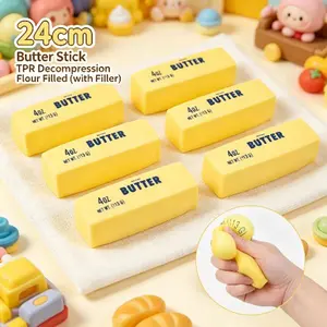 24cm Butter Stick TPR Squishy Fidget Toy, Flour Filled Soft Squeeze Toy, Realistic Sensory Hobby Toy, Stress Relief Decompression Toy, Fun Leisure Play Gift for Kids & Adults