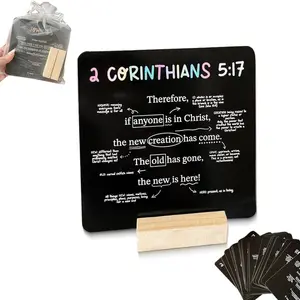 1 Set Scripture Cards: A Mapped Bible Verse for Every Week of The Year, Bible Study Supplies, Bible Memory Verse Cards with Wood Stand, Teach Sunday School, Christian Bible Gifts