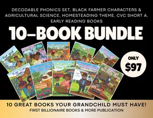 10-Book Bundle Decodable Phonics Set, Black Farmer Characters & Agricultural Science, Homesteading Theme, CVC Short A, Early Reading Books