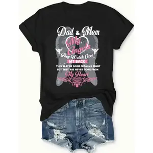 Dad And Mom My Angels T-Shirt Black Memorial Gift For Family Love Personalized Unisex Women's Top Summer Comfortable Breathable Short Sleeve Tee Suitable For All Outfits Made In Usa