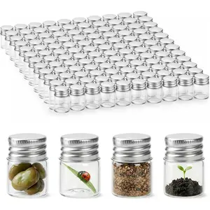 Coloch 120 Pack 5ml Mini Glass Bottles with Screw Aluminum Caps, Tiny Empty Sample Bottles Leakage Proof Clear Glass Vial Containers for DIY, Storage, Art Craft, Decor