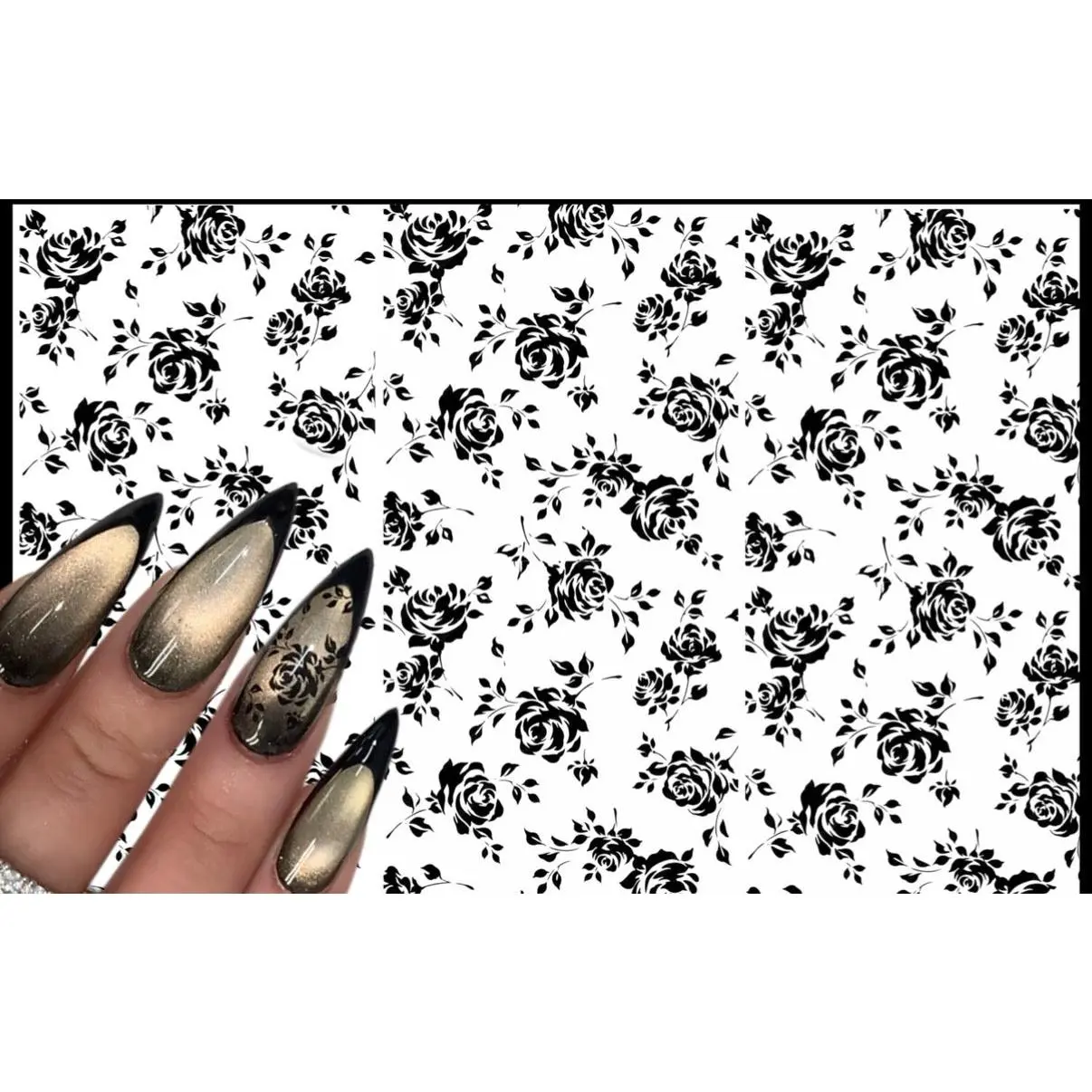 Black Rose Print Water Decal