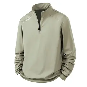 Men’s solid-color half-zip long-sleeve sports top, loose and comfortable (please refer to the size chart when placing an order, thank you).Gift