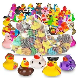 Assortment Rubber Duck Toy Duckies for Kids - 100 Pack - Perfect for Sensory Play, Stocking Stuffers, and More Toyset Action Figure Fun
