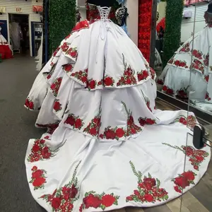 White/Red Charro Dress