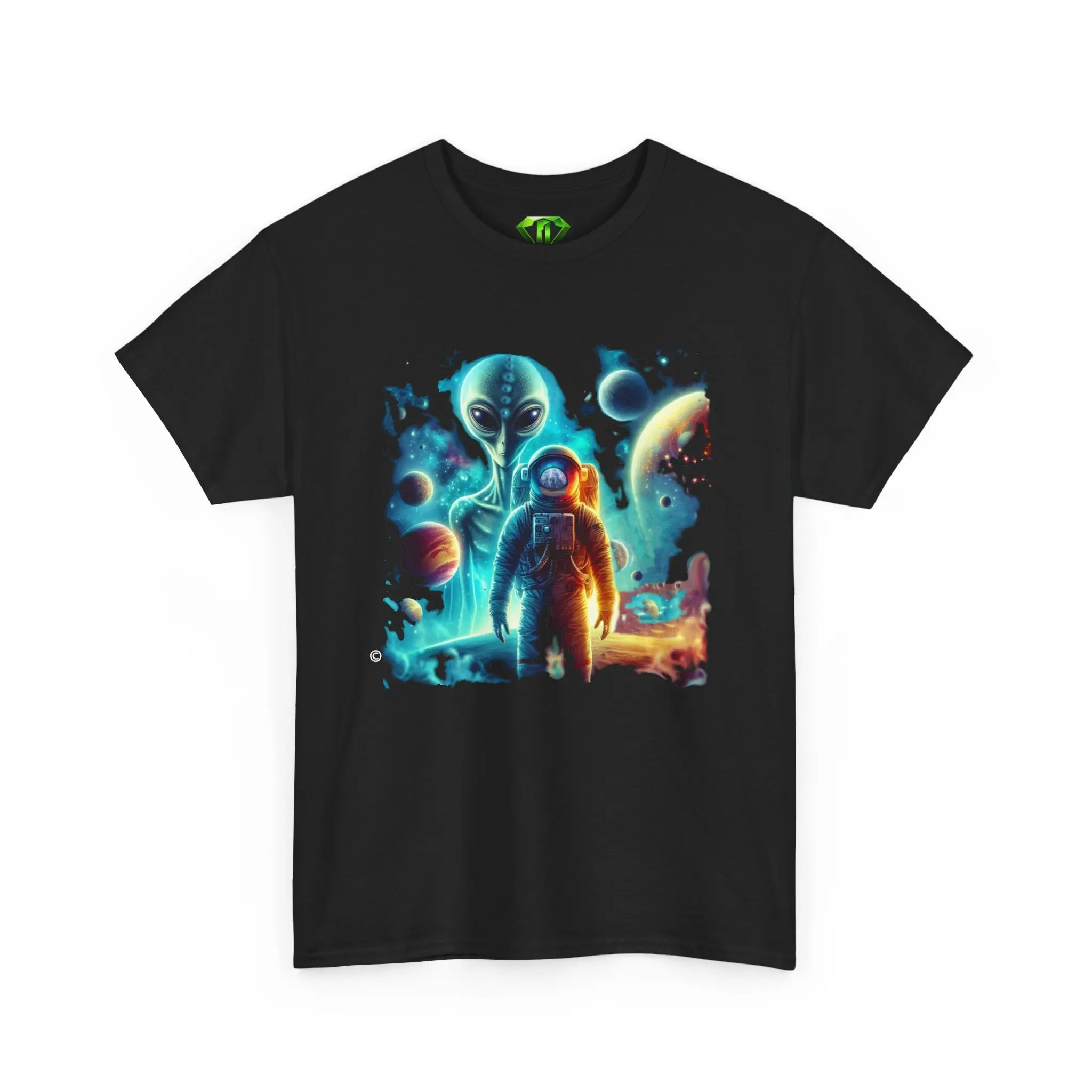 First Contact - We Come in Peace" Graphic T-Shirt - Black Gildan 5000 Cotton, Unisex Fit, Kryptonite T-Shirts Collection
