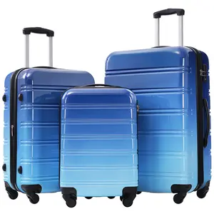 Hardshell Luggage Sets 3 Piece Gradient Color Expandable Suitcase with Spinner Wheels and TSA Lock Lightweight 20" 24" 28" Available,Blue and Light Blue