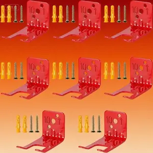 8-Pack Heavy-Duty Fire Extinguisher Wall Mounts with Screws, Secure Hanger Brackets for 5-10 Lb Models, Reusable Steel Holders, Easy Installation Safety Equipment for Garage Workshop Vehicle black wood post bracket nail  guards