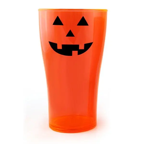 570 ml Neon Orange Polycarbonate Jack O'Lantern Halloween Beverage Tumbler Bottle - Durable, Indestructible, Neon Glows Under Black Light, Washable and Reusable Kitchenware Drinkware Cup, 500-1,000 Ml, Indestructible, Washable And Reusable