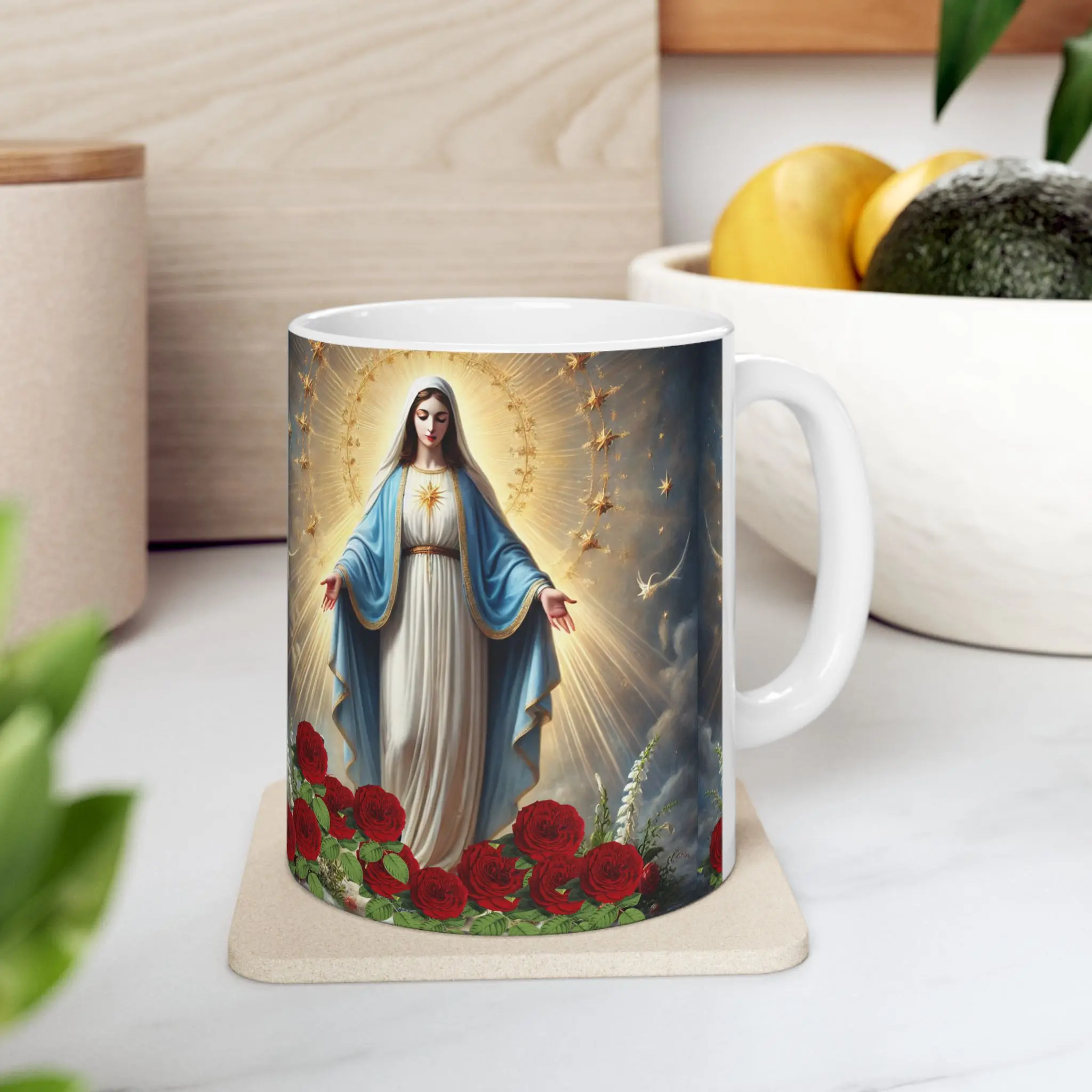 Immaculate Conception Ceramic Mug, Virgin Mary Coffee Cup, Christian Religious Gift, Catholic Tea Mug, Religious Art Decor, Catholic Mother