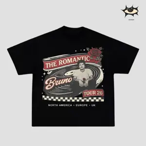 Bruno "The Romantic" Tour Tee Mars 2026 New Album T-shirt, The Romantic Tour Merch, High-quality, Soft Cotton T-Shirt Unisex Y2K Cotton Tee, R&B Music Top, Pop Music Shirt Fan Merch Shirt