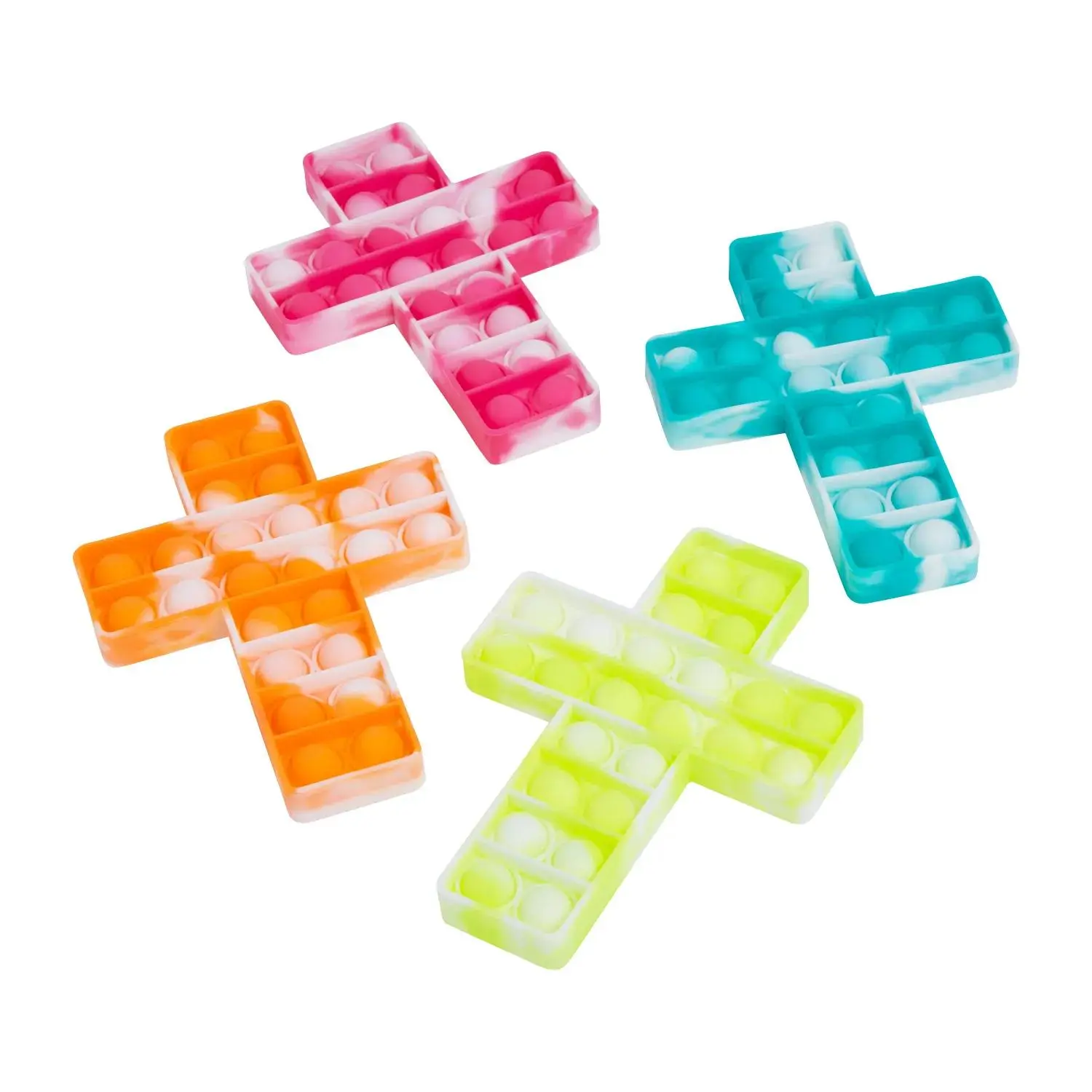 4 1/2" x 6" Cross-Shaped Lotsa Pops Pop Fidget Toys - 6 Pc.