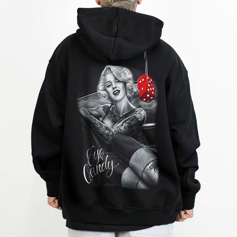 David Gonzales Art Dga Fresh Cuties Eye Candy Marilyn Monroe Ladies , Chicano Clothing, Lowrider Style, Mexican Clothign, Hoodie For Men And Women