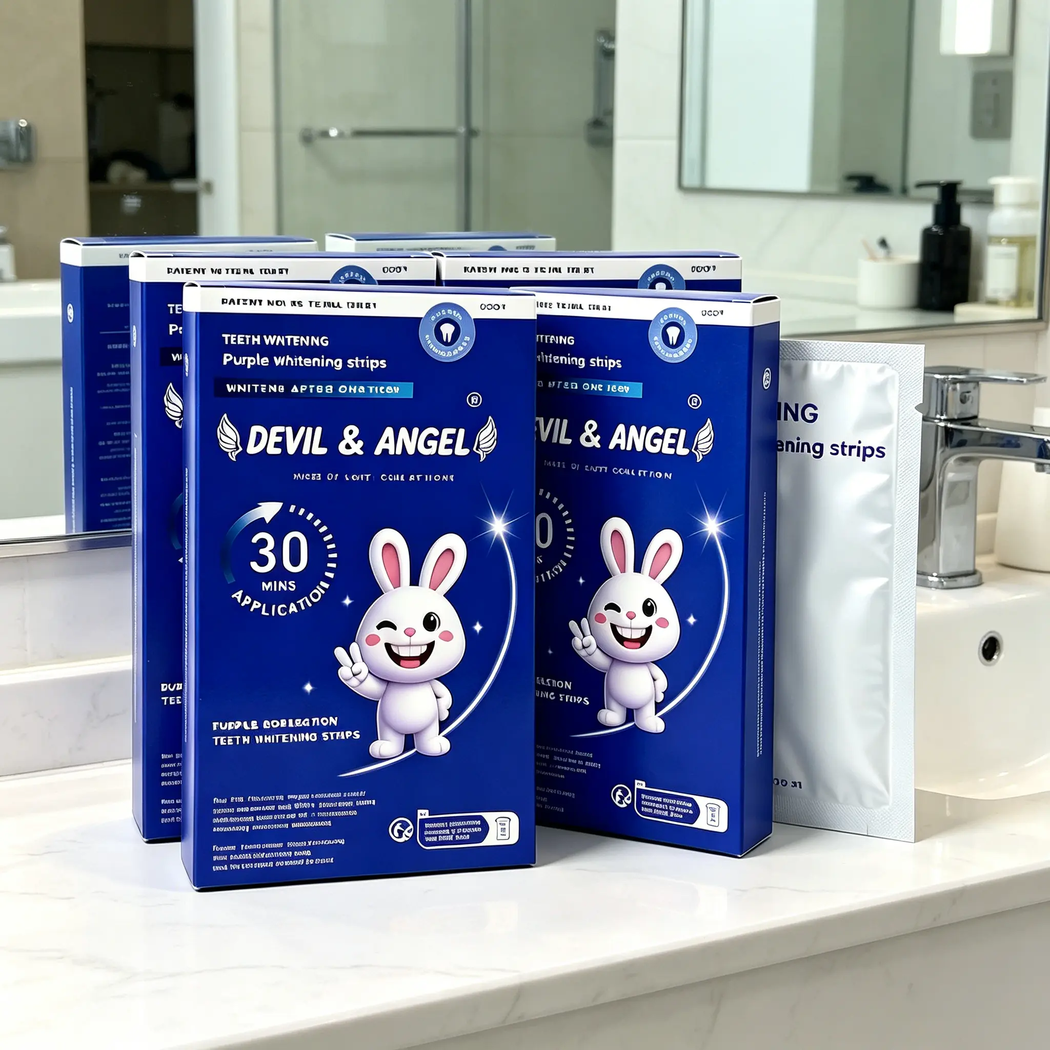 Purple tooth whitening strip, peroxide free enamel safety gel, sensitive tooth correction whitening agent, removing yellow stains and bad breath, mild mint formula, neutralizing yellow teeth, bright smile, adult daily tooth care