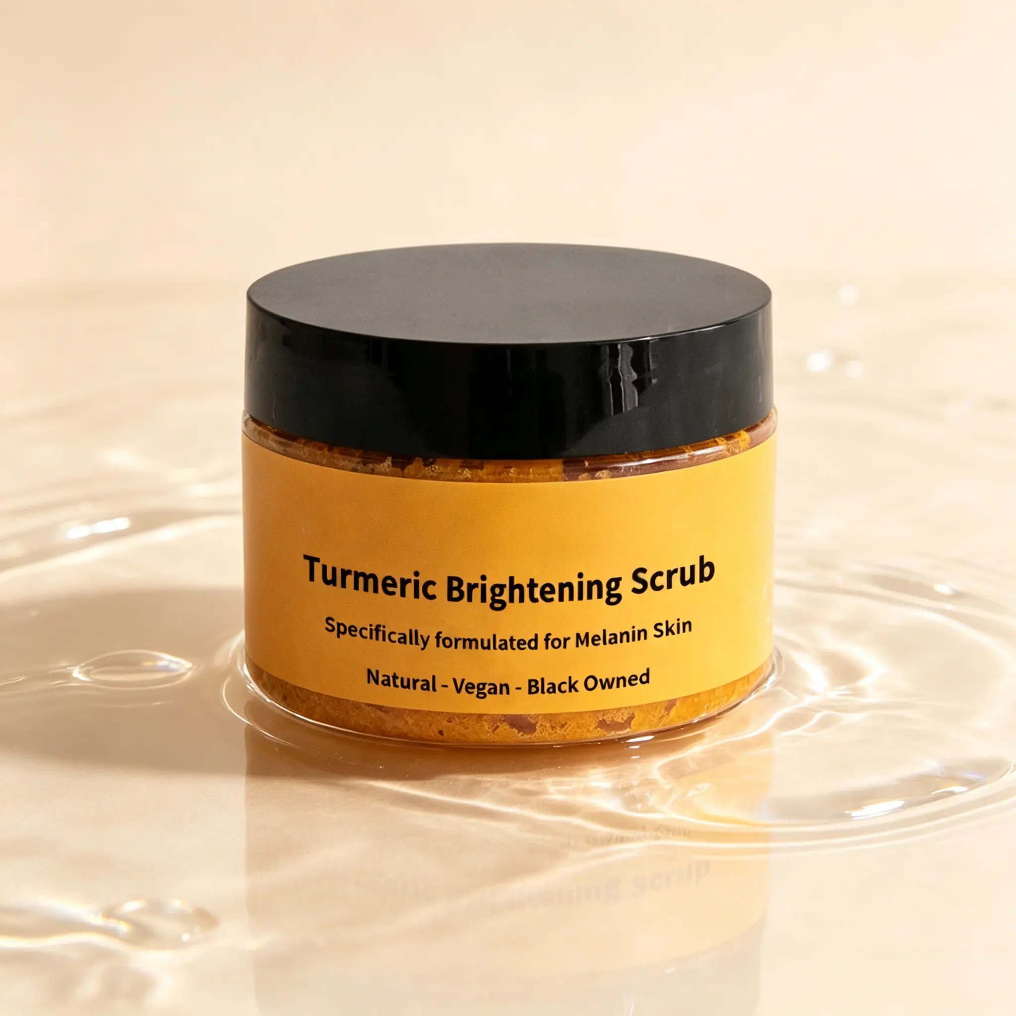 Turmeric Body Scrub with Sea Salt & Vitamin E, Gentle Exfoliating Formula for Silky, Smooth, Glowing Skin, Daily Self-Care Bath & Body Care Product