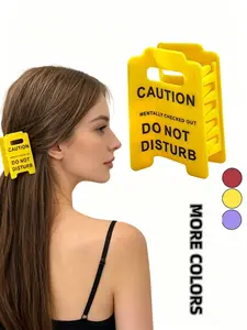 Funny Overstimulated Caution Sign Hair Claw Clip, Unique Design for Women & Girls, Perfect Accessory for Daily Use, Hair Clip Set