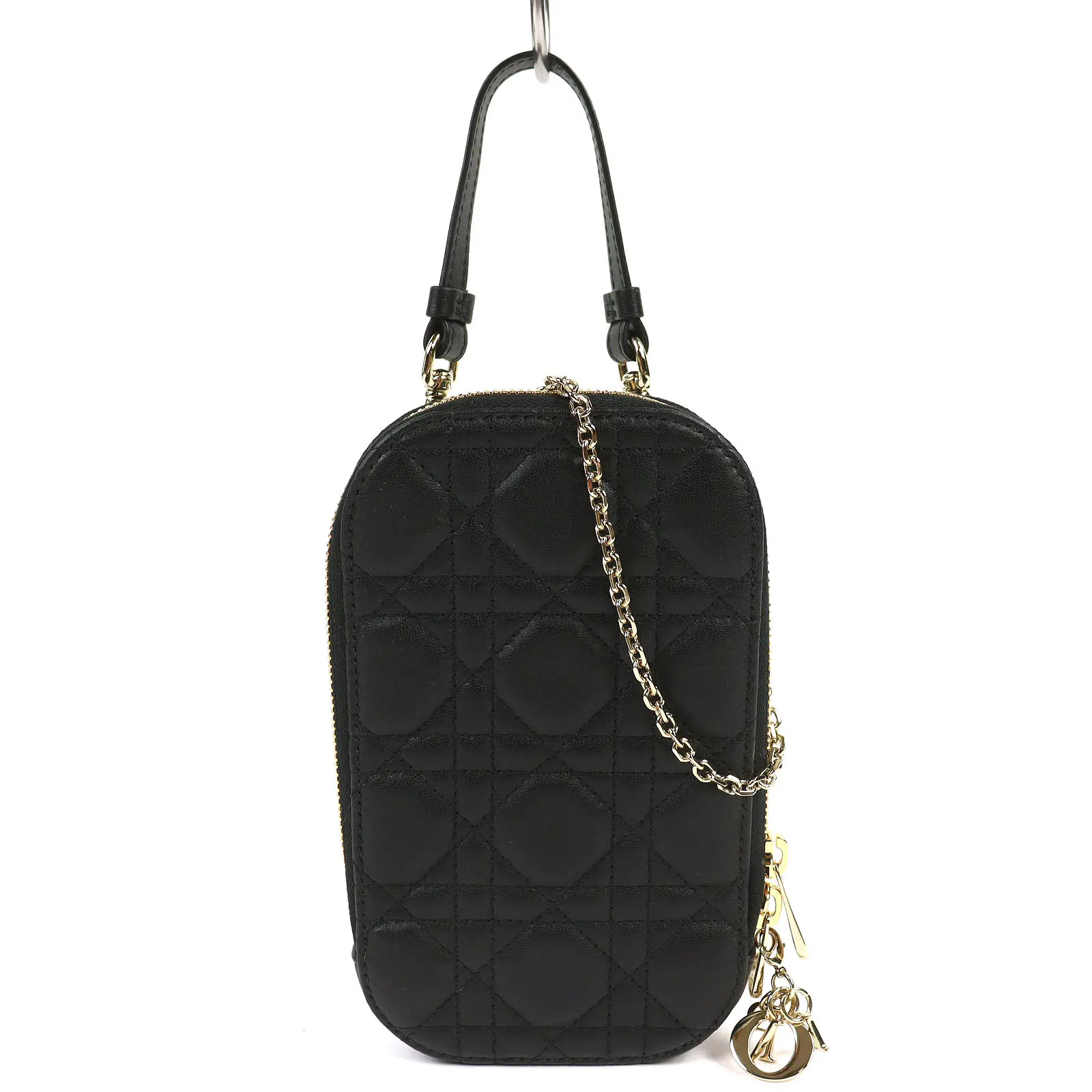 Pre-owned Dior Lambskin Small Leather Goods Christian Lady Cannage Phone Pouch